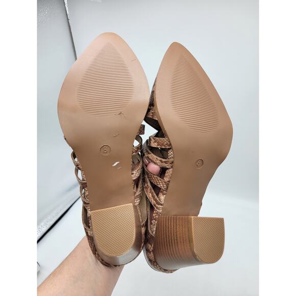 Comfort NWOT Snakeskin Print Cuban Heel Woven Pointed Toe Booties Brown Size 8 - Picture 8 of 9